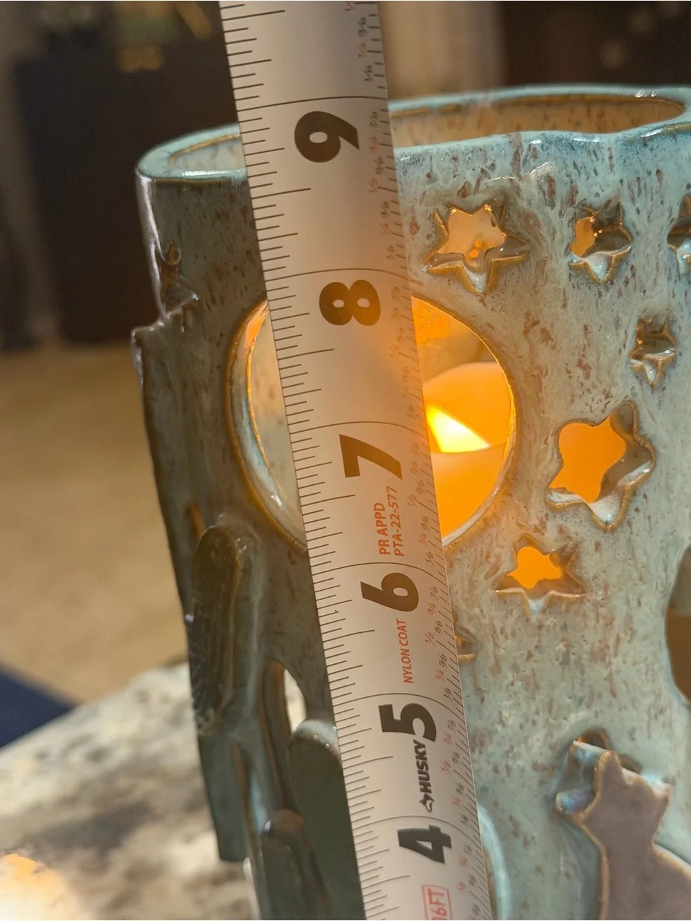 1978 Signed Studio Pottery Southwest Cactus Coyote Luminary Candle Lantern 9”